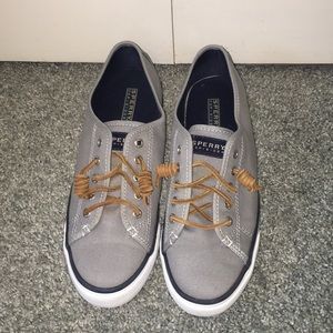 Grey Sperry slip-ons super comfortable and stylish